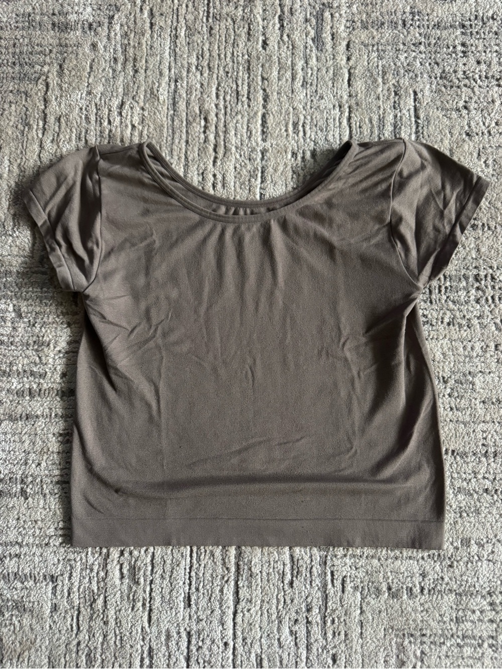 Free People Taupe Scoop Neck Short Sleeve Top